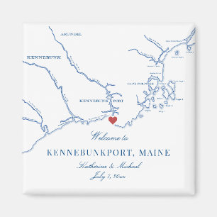 Kennebunkport Maine Karta Wedding Favor Magnet
