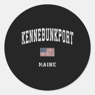 Kennebunkport Maine Me American Flagga Sports Runt Klistermärke