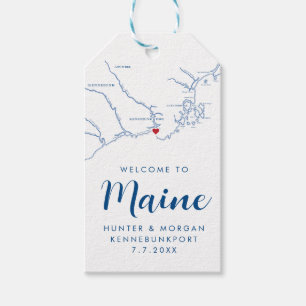 Kennebunkport Maine Minimal Modern Navy Bröllop Presentetikett