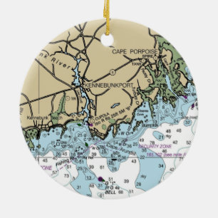 Kennebunkport Maine Nautical Chart Julgransprydnad Keramik
