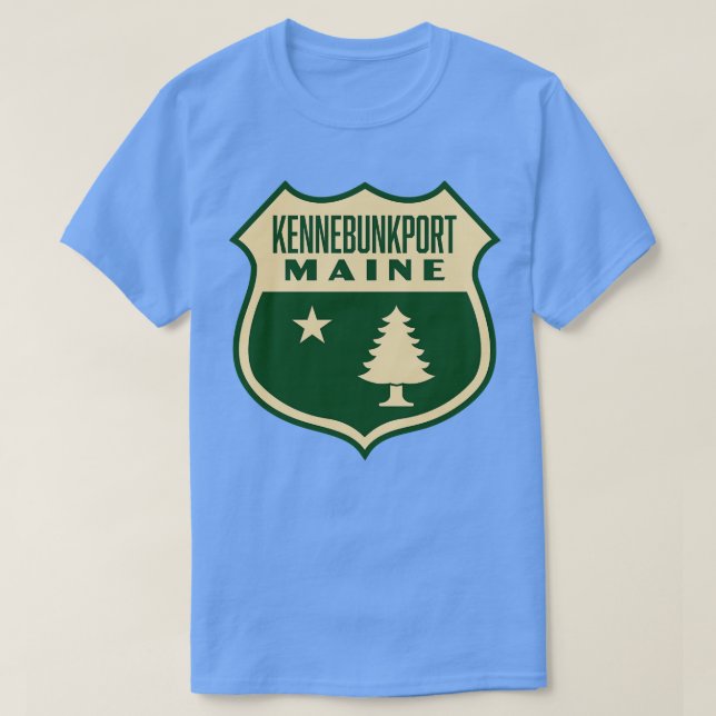 Kennebunkport Maine Retro Gräs Träd Shield Tan T Shirt (Design framsida)