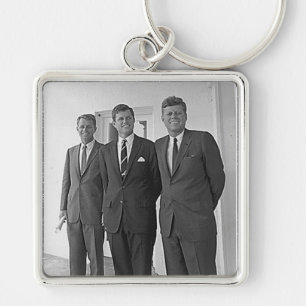Kennedy bröder, John, Ted, Robert Fyrkantig Silverfärgad Nyckelring