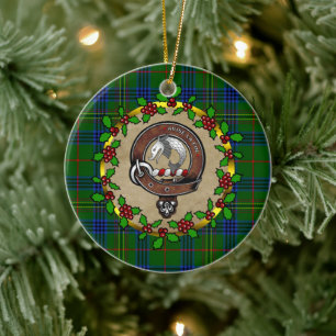 Kennedy Clan-märke & Tartan Personlig jul Julgransprydnad Keramik
