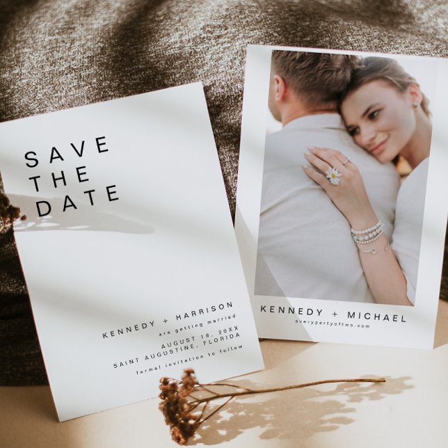 KENNEDY Minimalist Font Photo Save the Date Inbjudningar (Skapare uppladdad)