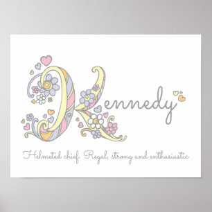 Kennedy namn och betydelse klotter initial konst a poster