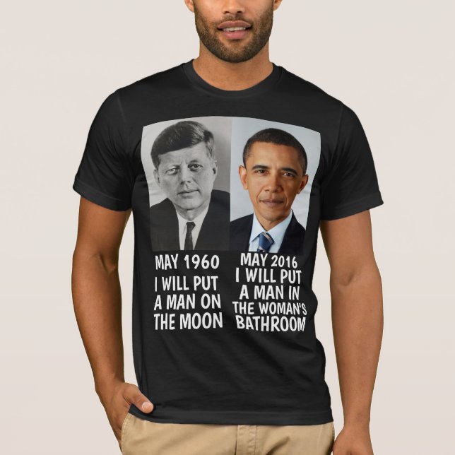 KENNEDY OBAMA MAN PÅ MÅNE BATHROOM T-Shirts (Framsida)