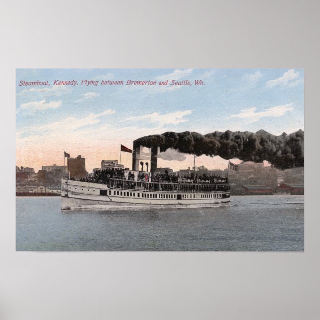 Kennedy Steamboat Lämnar för Bremerton Poster (Framsidan)