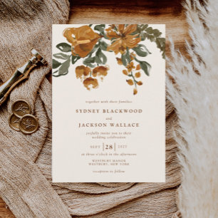 KENNEDY Watercolor Blommigt Fall Wedding Inbjudningar