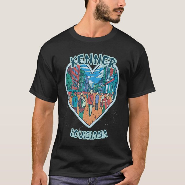 Kenner In Louisiana Travel Souvenir Heart T Shirt (Framsida)