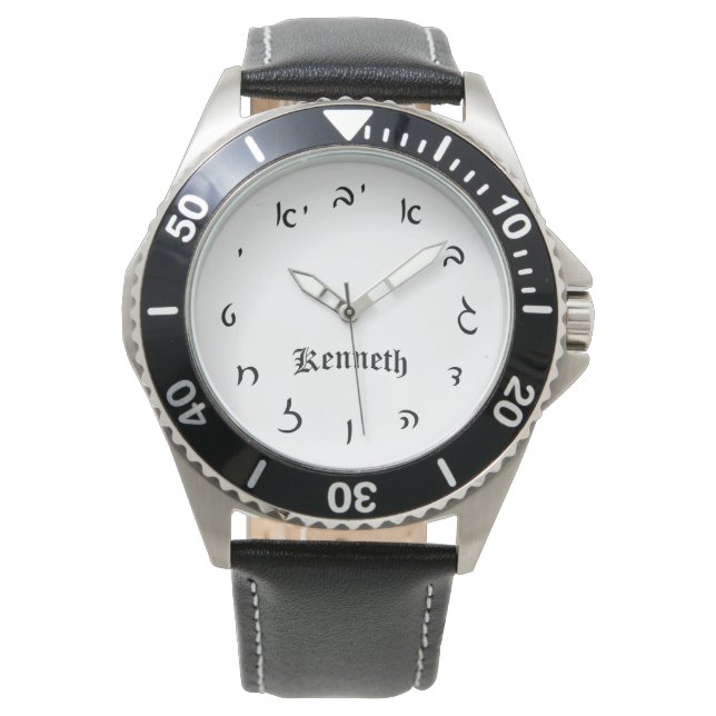 Kenneth Time - Hebrew-skriptnummer Armbandsur (Framsida)