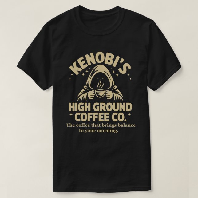 Kenobi High Ground Kaffe  Jedi  T Shirt (Design framsida)