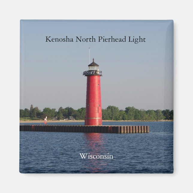Kenosha North Pierhead Light magnet på svenska (Framsidan)