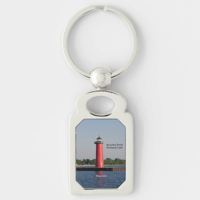 Kenosha North Pierhead Light metall nyckelring (Framsidan)