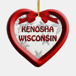 Kenosha Wisconsin Heart-julprydnad Julgransprydnad Keramik