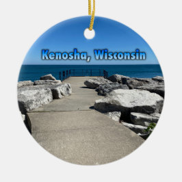 Kenosha, Wisconsin på Sjö Michigan Julgransprydnad Keramik