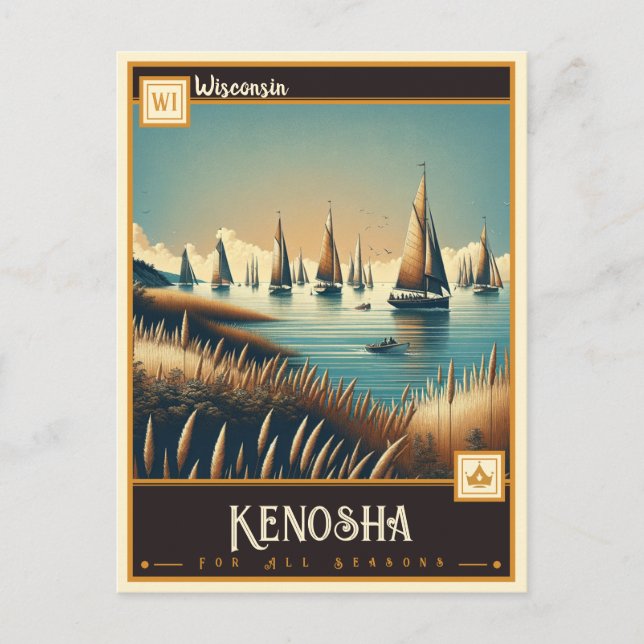 Kenosha Wisconsin | VINTAGE Vykort (Framsida)