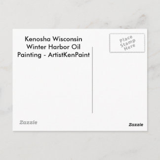 Kenosha Wisconsin Winter Harbour Oljemålning Vykort