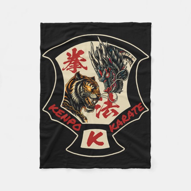 Kenpo Karate Martial Art Self Defence Tiger Dragon Fleecefilt (Framsidan)