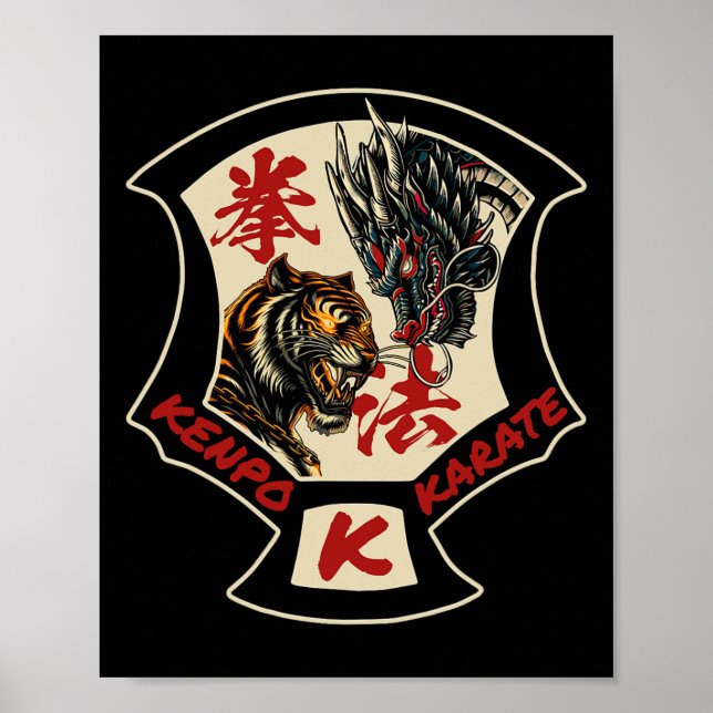 Kenpo Karate Martial Art Self Defence Tiger Dragon Poster (Framsidan)