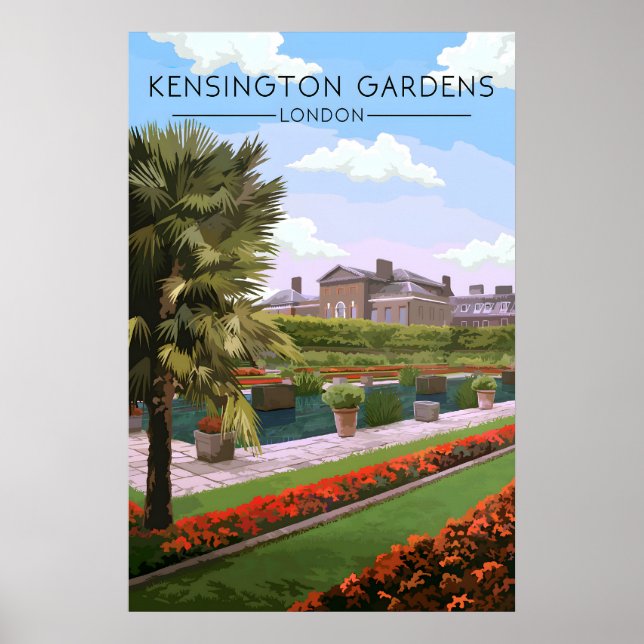 Kensington Gardens London Resemålning Affisch (Framsidan)