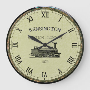 Kensington Station ~ Steam Engine ~ London England Stor Klocka