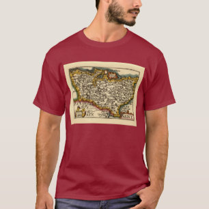 Kent County England Antique John Speed Atlas Karta Tee Shirt