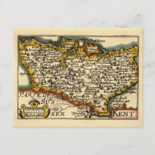 Kent County England Gammal Antikvarisk John Speed Vykort