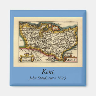 Kent County England Old Antiquarian John Speed Kar Magnet