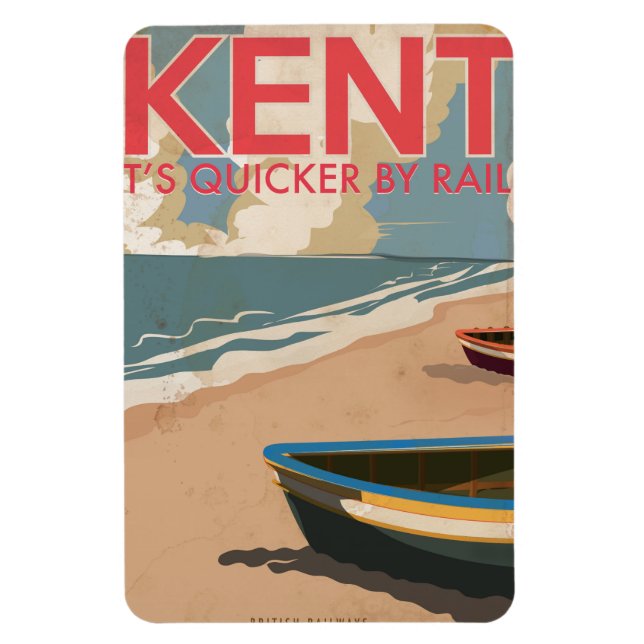 Kent, Englands Vintage locomotive Travel Poster Magnet (Vertikal)