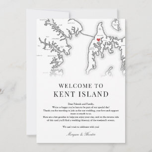 Kent Island Black White Bröllop Välkomsthisterary Tack Kort