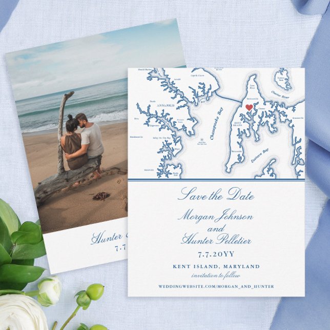 Kent Island Maryland Destination Wedding Spara Datumet (This Kent Island Save the Date is perfect for your coastal destination wedding)