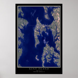 Kent Island Maryland från Space Satellite Karta Poster