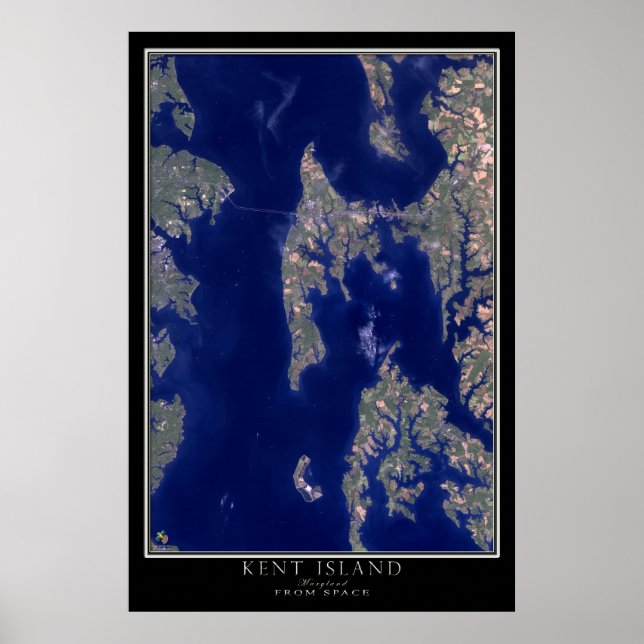 Kent Island Maryland från Space Satellite Karta Poster (Framsidan)