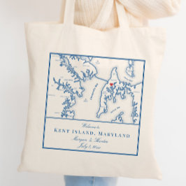 Kent Island Maryland Karta Bröllop Välkommen Tygkasse