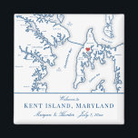 Kent Island Maryland Karta Destination Wedding Fav Magnet<br><div class="desc">Snabb och enkel beställning! Kent Island MD karta-magneterna gör att underbara Kent Island-bröllopsfavörer tar med välkomstpåsar för Maryland-destinationen. Flytta hjärtat genom att klicka på "Redigera med design verktyg" under "Anpassa". Den här eleganten är Kent Island karta bröllopsmålsmagnet är perfekt för ditt Kent-öbröllop till Grasonville eller Stevensville, Maryland. Perfekt för platser...</div>