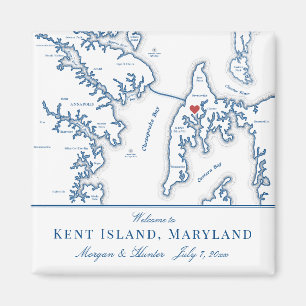 Kent Island Maryland Karta Destination Wedding Fav Magnet