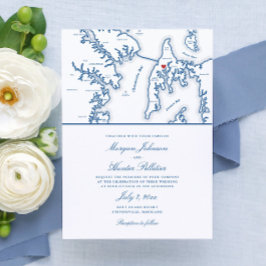 Kent Island Maryland Karta Destination Wedding Inbjudningar