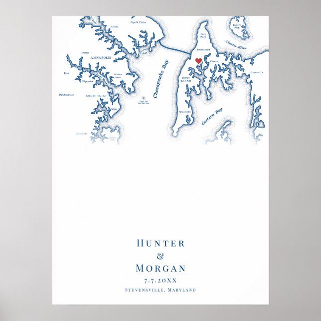 Kent Island MD Bröllop Elegant Guest Bok Poster (Framsidan)