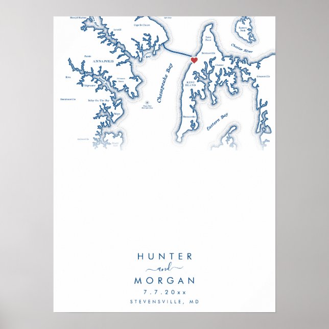 Kent Island MD Bröllop Modern Guest Bok Poster (Framsidan)