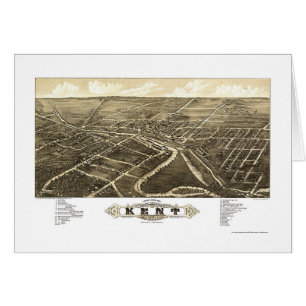 Kent OH panorama- karta - 1882 Hälsningskort