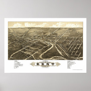 Kent OH panorama- karta - 1882 Poster