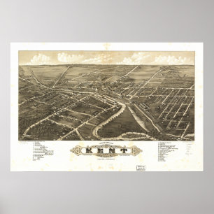 Kent Ohio 1882 Antique Panoramic Karta Poster