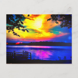 KENT SJÖ SUNSET BRIGHT POSTCARD VYKORT
