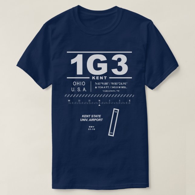 Kent State Universiteten flygplats 1G3 T-Shirt (Design framsida)