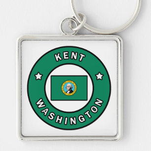 Kent Washington Fyrkantig Silverfärgad Nyckelring