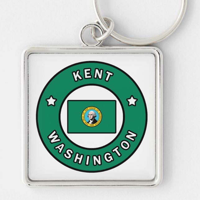 Kent Washington Fyrkantig Silverfärgad Nyckelring (Framsidan)