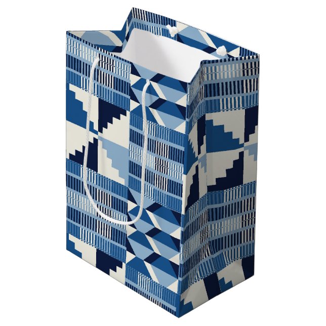Kente Block - Mjuk Indigo (Framsidan Vinklad)