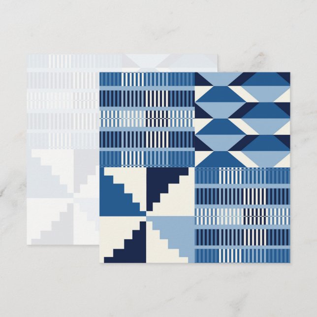 Kente Block - Mjuk Indigo Platt Kort (Fram/baksida)