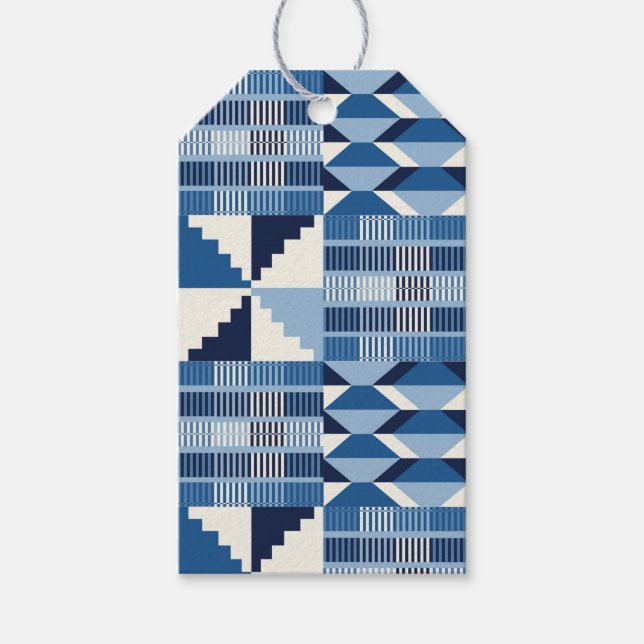 Kente Block - Mjuk Indigo Presentetikett (Framsidan)