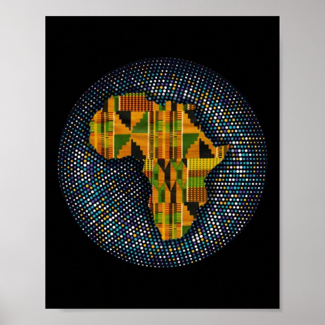 Kente Clothe Metallic Afrika Design Sticker Poster (Framsidan)